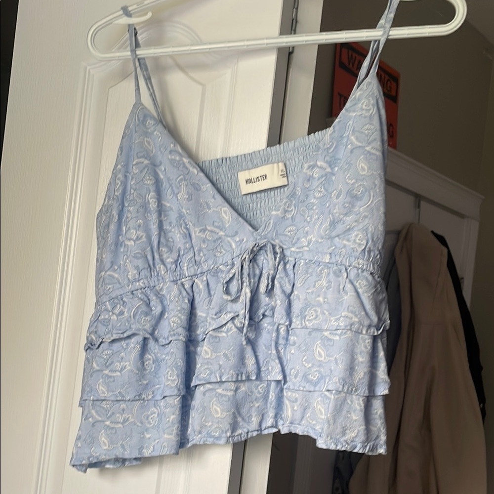 Hollister Blue Sleeveless Camisole with Tie Front